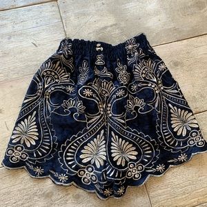 Lenni embroidered navy velvet shorts